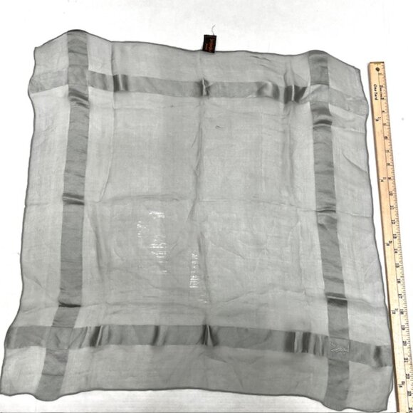 Vigt Yves Saint Laurent Mini Scarf/Handker 100% silk chiffon/satin, 27" Gray (15 - Picture 7 of 7